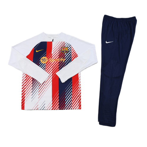 CONJUNTO TREINO BARCELONA JAQUETA+CALÇA - BRANCO DEGRADÉ 2023/24