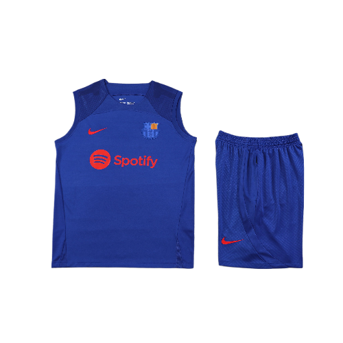 CONJUNTO TREINO BARCELONA REGATA+SHORT - AZUL ESCURO 2023/24