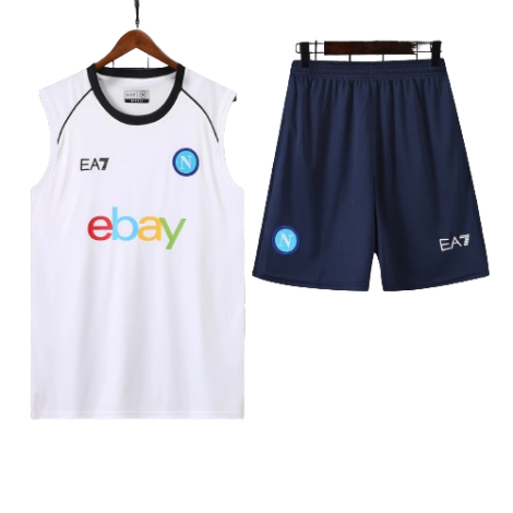 CONJUNTO TREINO NAPOLI REGATA+SHORT - BRANCO 2023/24