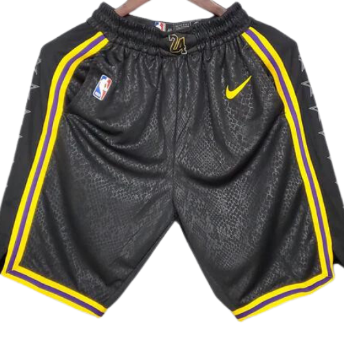 SHORTS NBA PRETOS-AMARELO LAKERS 2021/22