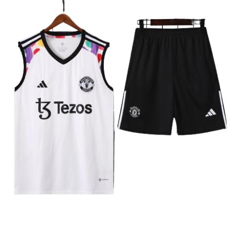 CONJUNTO TREINO MANCHESTER UNITED REGATA+SHORT - BRANCO 2022/23