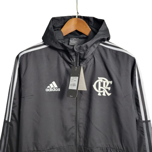 JAQUETA CORTA VENTO FLAMENGO PRETO E BRANCO - 23/24