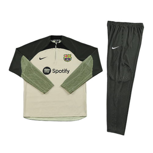 CONJUNTO TREINO BARCELONA JAQUETA+CALÇA - BEGE/VERDE MILITAR 2023/24