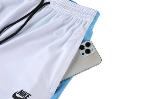 KIT CAMISA E CALÇA NIKE CINZA AZUL E BRANCO