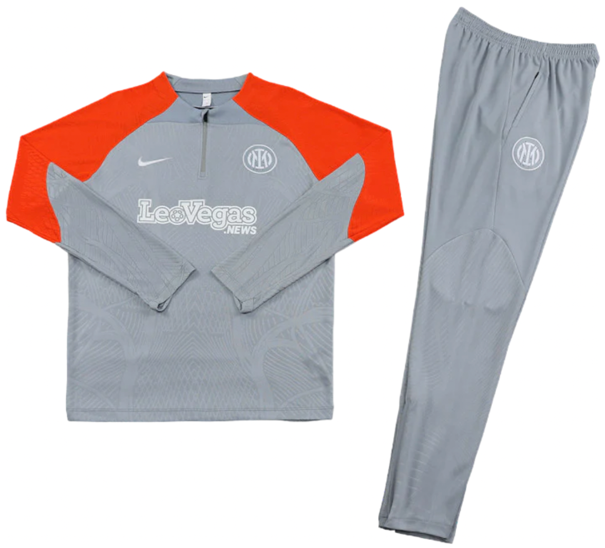 CONJUNTO TREINO INTER DE MILÃO JAQUETA+CALÇA - CINZA/LARANJA 2023/24