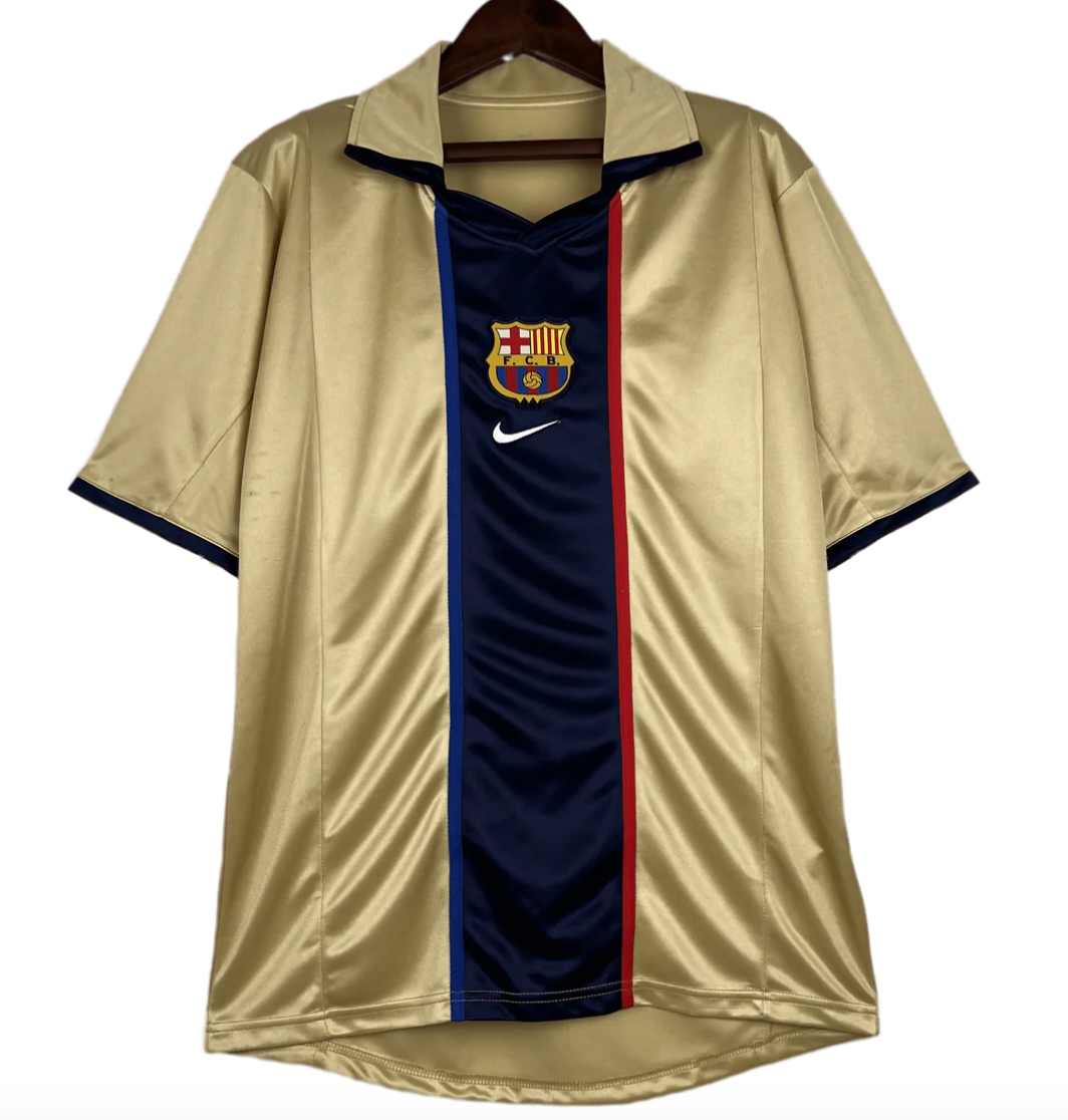 CAMISA BARCELONA 2001/02 VERSÃO RETRÔ DOURADA