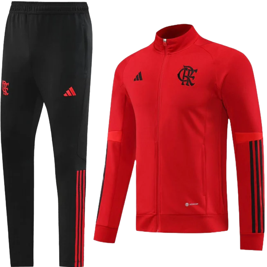 CONJUNTO TREINO FLAMENGO JAQUETA+CALÇA - VERMELHO/PRETO 2023/24
