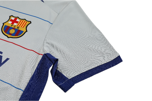 CONJUNTO TREINO BARCELONA CAMISA+SHORT - CINZA LISTRADO 2023/24