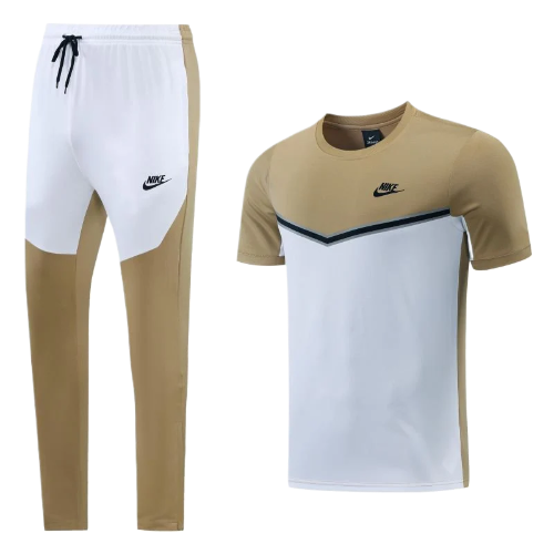 KIT CAMISA E CALÇA NIKE CINZA CARAMELO