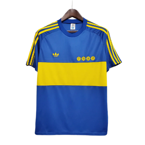 CAMISA BOCA JUNIORS RETRÔ 1981 AZUL E AMARELA