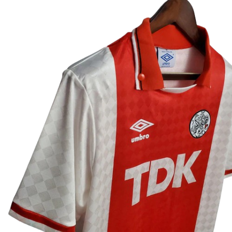 CAMISA AJAX RETRÔ 1990/91 VERMELHA E BRANCA