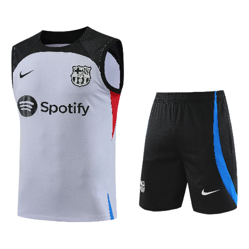 CONJUNTO TREINO BARCELONA REGATA+SHORT - BRANCO 2023/24