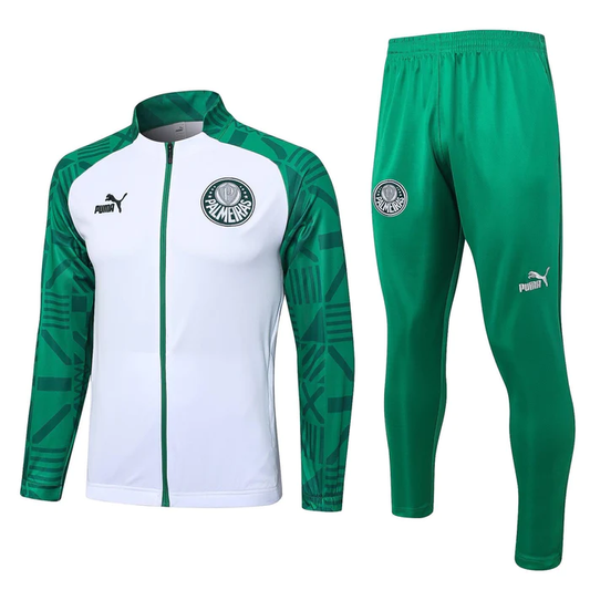 CONJUNTO TREINO PALMEIRAS JAQUETA+CALÇA - BRANCO/VERDE 2023/24