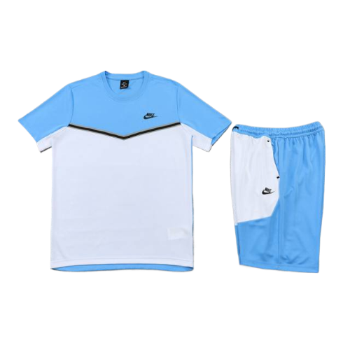 KIT CAMISA E SHORT NIKE AZUL E BRANCA