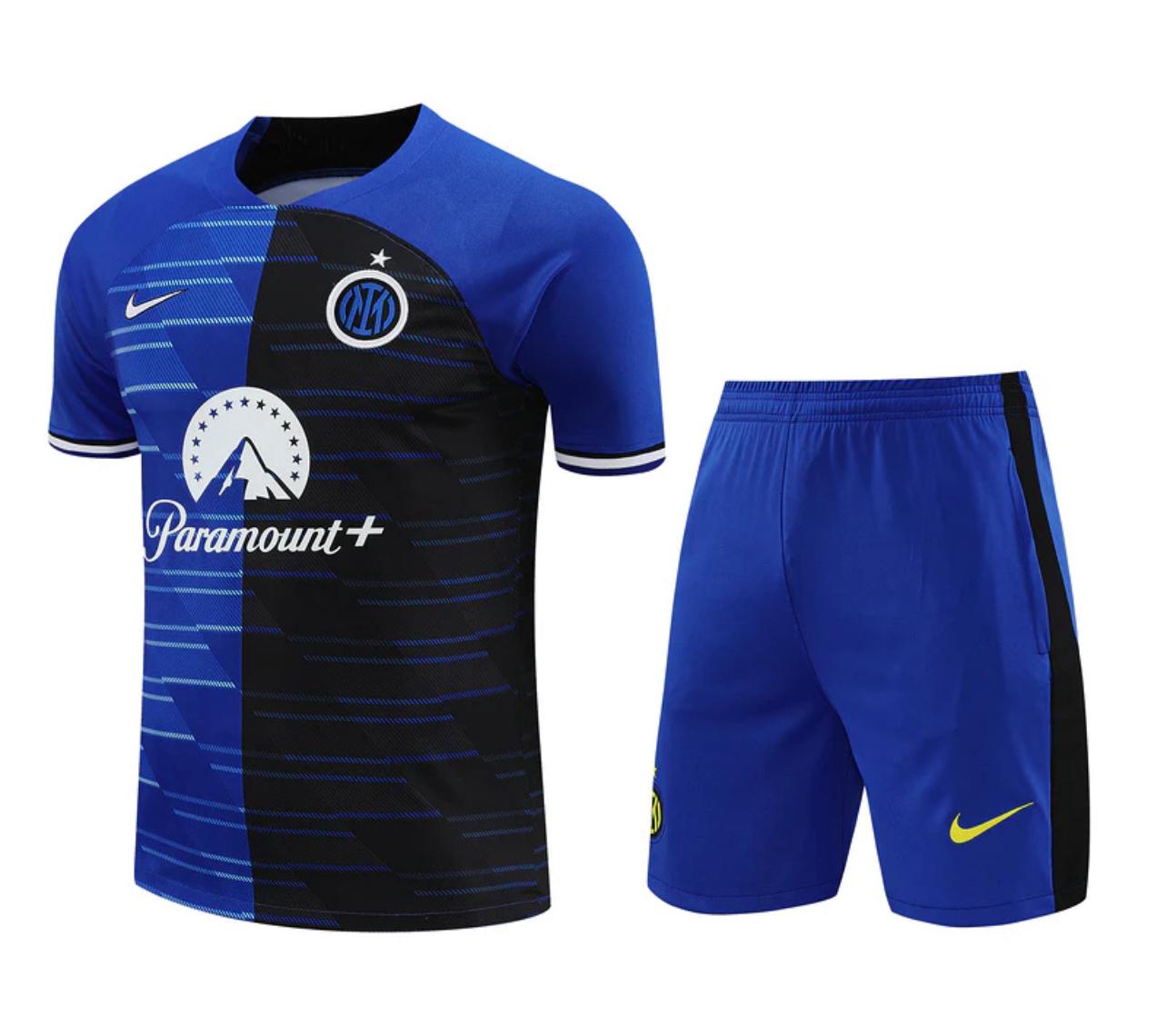 CONJUNTO TREINO INTER DE MILÃO CAMISA+SHORT - AZUL/PRETO 2023/24