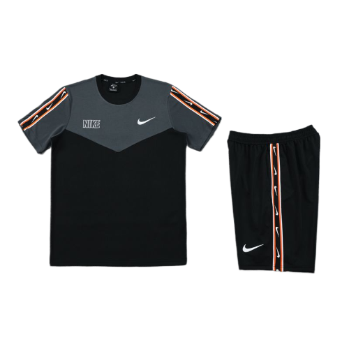 KIT CAMISA E SHORT NIKE REPEAT PRETO E CINZA