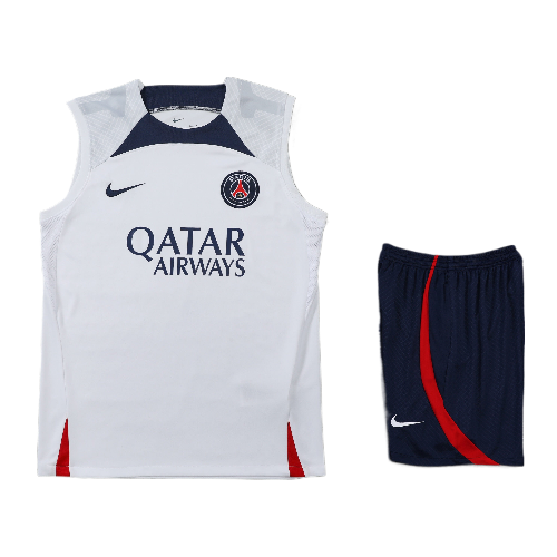 CONJUNTO TREINO PSG REGATA+SHORT - BRANCO/AZUL 2023/24