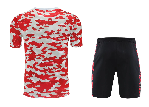 CONJUNTO TREINO MANCHESTER UNITED CAMISA+SHORT - VERMELHO/BRANCO 2023/24