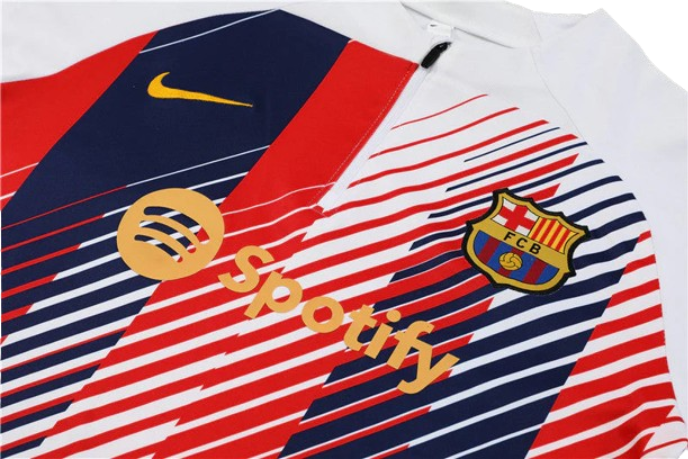 CONJUNTO TREINO BARCELONA JAQUETA+CALÇA - BRANCO DEGRADÉ 2023/24