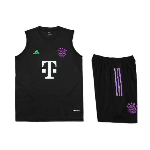 CONJUNTO TREINO BAYERN DE MUNIQUE REGATA+SHORT PRETO 23/24