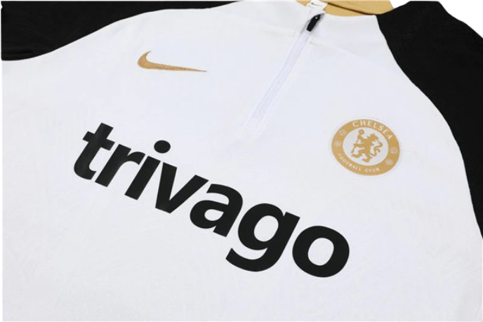 CONJUNTO TREINO CHELSEA JAQUETA+CALÇA - PRETO/BRANCO 2023/24