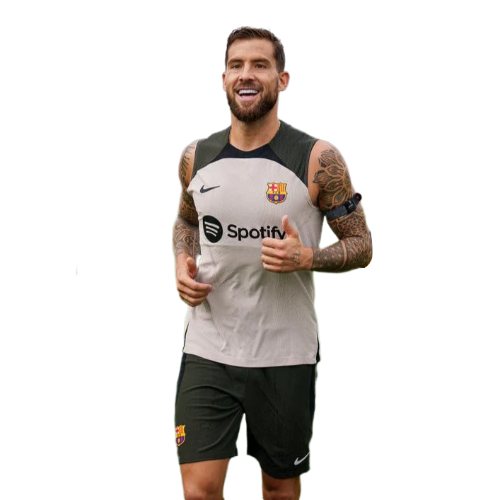 CONJUNTO TREINO BARCELONA REGATA+SHORT - BEGE 2023/24