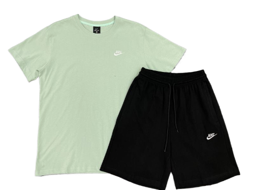 KIT CAMISA E SHORT NIKE FLEECE VERDE E PRETO