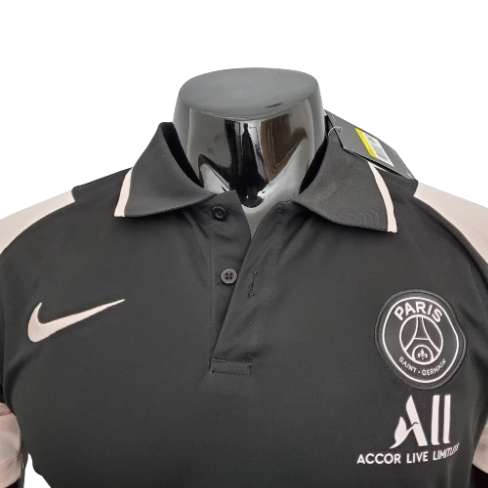 POLO PSG PRETA E BRANCA 2022/23