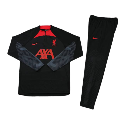 CONJUNTO TREINO LIVERPOOL JAQUETA+CALÇA - PRETO/VERMELHO 2022/23