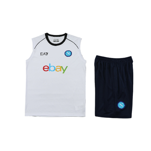 CONJUNTO TREINO NAPOLI REGATA+SHORT - BRANCO 2023/24