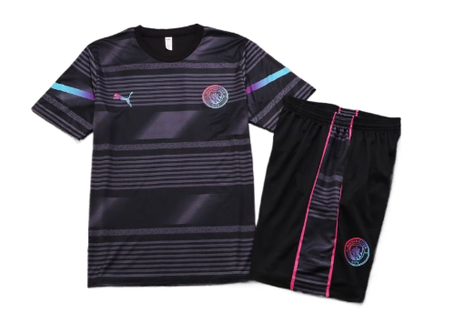 CONJUNTO CAMISA PRETA + SHORT MANCHESTER CITY TREINO 22/23