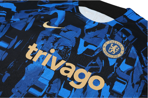 CONJUNTO TREINO CHELSEA CAMISA+SHORT - AZUL/PRETO 2023/24