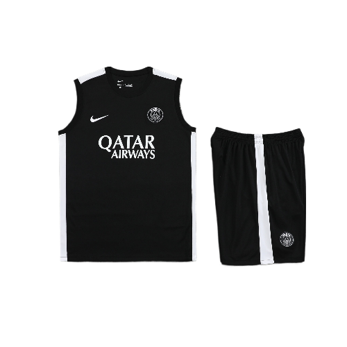CONJUNTO TREINO PSG REGATA+SHORT - PRETO/BRANCO 2023/24