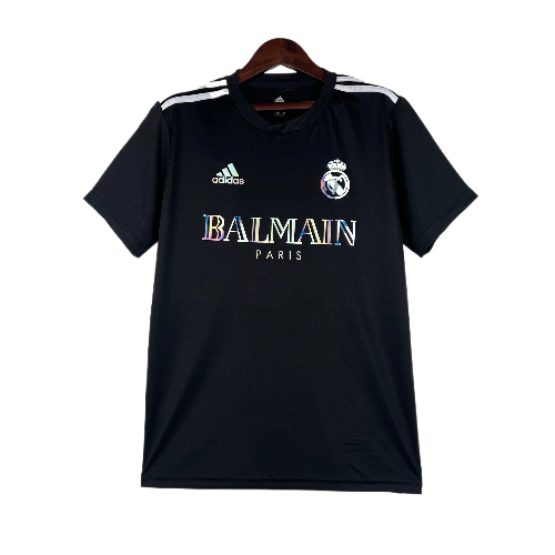 CAMISA REAL MADRID 23/24 BALMAIN PARIS - PRETO
