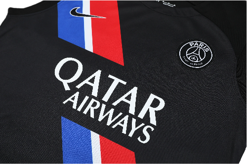 CONJUNTO TREINO PSG REGATA+SHORT - PRETO FAIXA 2023/24