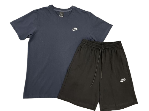 KIT CAMISA E SHORT NIKE FLEECE AZUL E PRETO