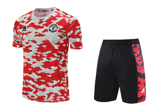 CONJUNTO TREINO MANCHESTER UNITED CAMISA+SHORT - VERMELHO/BRANCO 2023/24