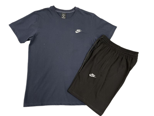 KIT CAMISA E SHORT NIKE FLEECE AZUL E PRETO