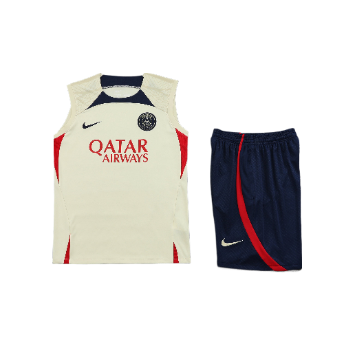 CONJUNTO TREINO PSG REGATA+SHORT - BEGE/AZUL 2023/24