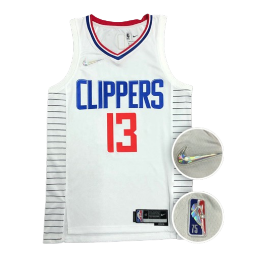 REGATA NBA LOS ANGELES CLIPPERS ASSOCIATION EDIÇÃO 75 ANOS PAUL GEORGE BRANCA