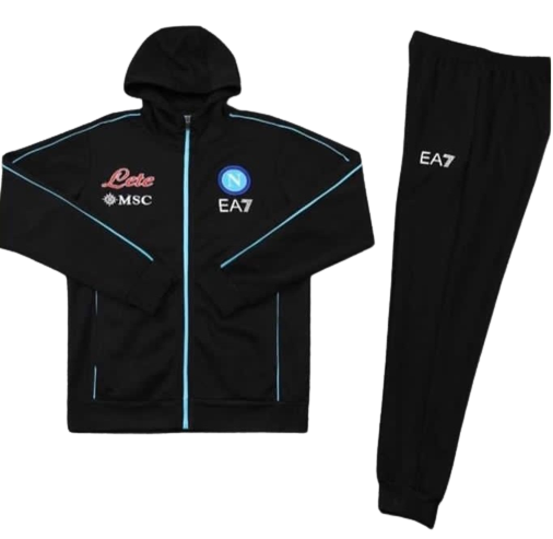 CONJUNTO TREINO COM CAPUZ NAPOLI JAQUETA+CALÇA - PRETO 2023/24