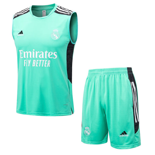 CONJUNTO TREINO REAL MADRID REGATA+SHORT - VERDE CLARO 2022/23