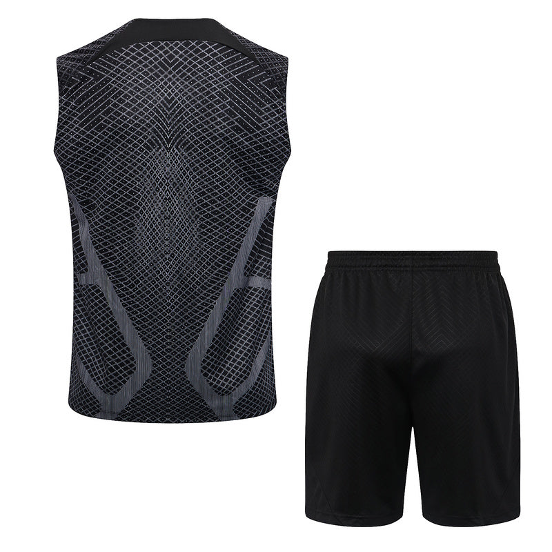 CONJUNTO TREINO TOTTENHAM REGATA+SHORT - PRETO/CINZA 2022/23