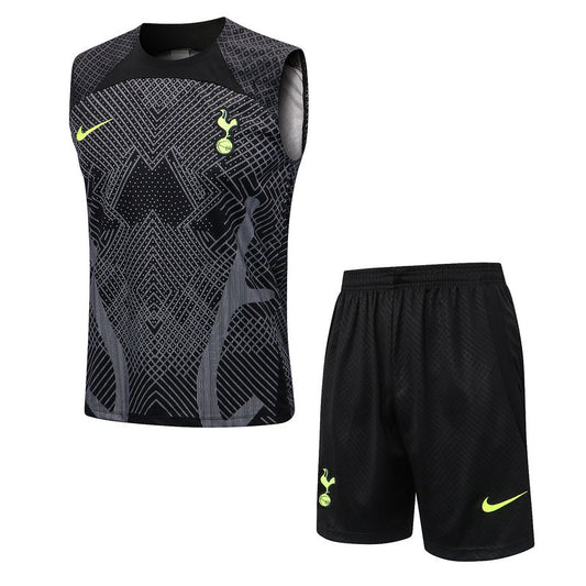 CONJUNTO TREINO TOTTENHAM REGATA+SHORT - PRETO/CINZA 2022/23