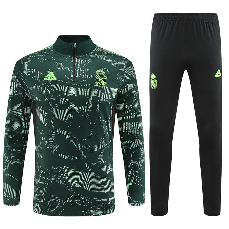 CONJUNTO TREINO REAL MADRID JAQUETA+CALÇA - VERDE MILITAR 2022/23