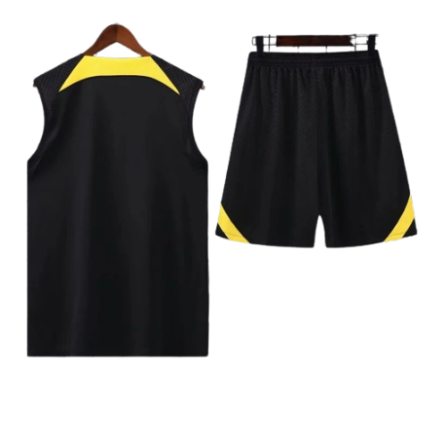 CONJUNTO TREINO PSG REGATA+SHORT - PRETO/AMARELO 2023/24