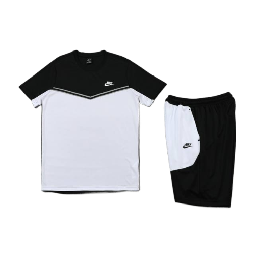 KIT CAMISA E SHORT NIKE PRETO E BRANCO
