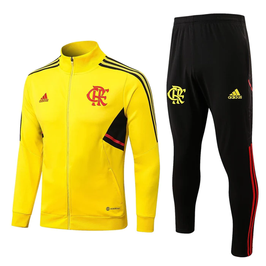 CONJUNTO TREINO FLAMENGO JAQUETA+CALÇA - AMARELO 2022/23