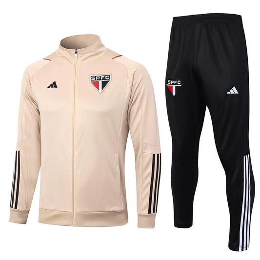 CONJUNTO TREINO SÃO PAULO JAQUETA+CALÇA - BEGE 2023/24