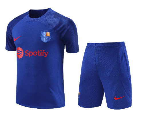CONJUNTO TREINO BARCELONA CAMISA+SHORT - AZUL 2022/23